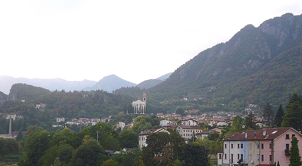 View across Arsiero from the bridge of the former Rocchette Arsiero railway
